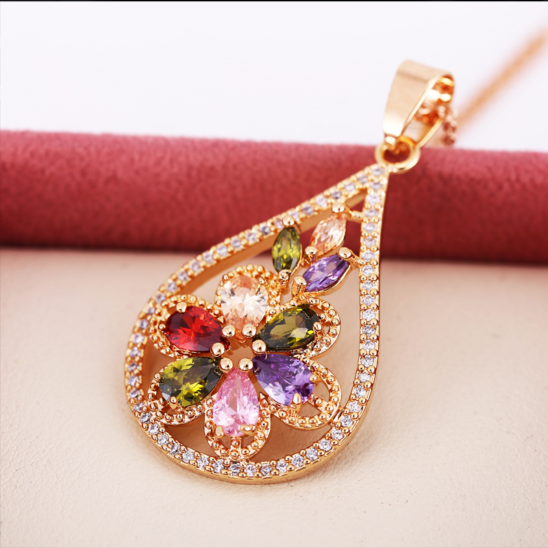 Luxury Flower Shaped Multicolor Crystal Pendant