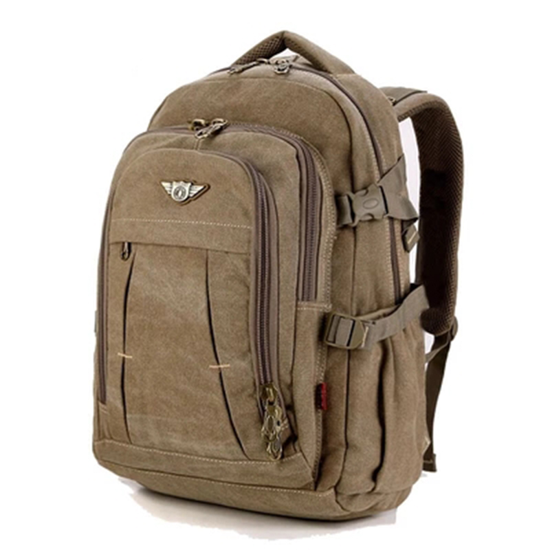 Men's Military Style Canvas Backpack Luggage & Travel Bags Travel Bags 