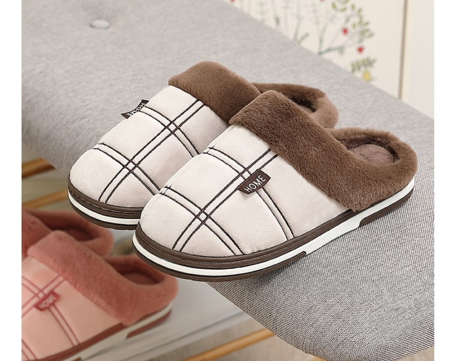 Men's Plaid Plush Slippers