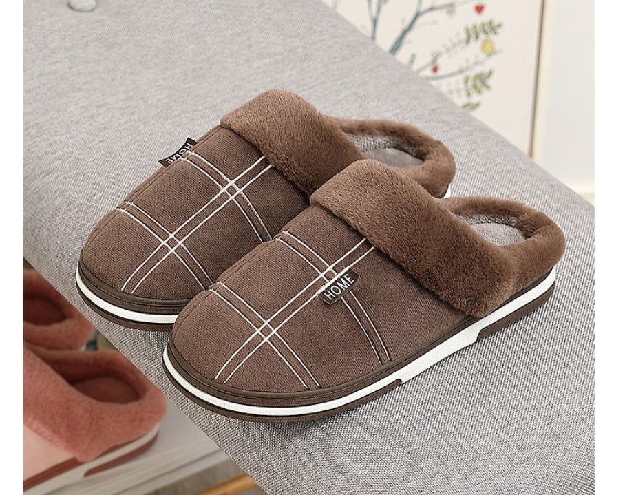 Men's Plaid Plush Slippers