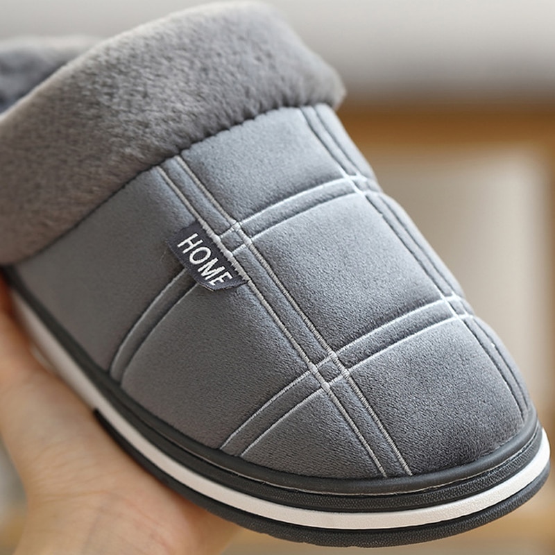 Men's Plaid Plush Slippers Men Shoes Slippers 