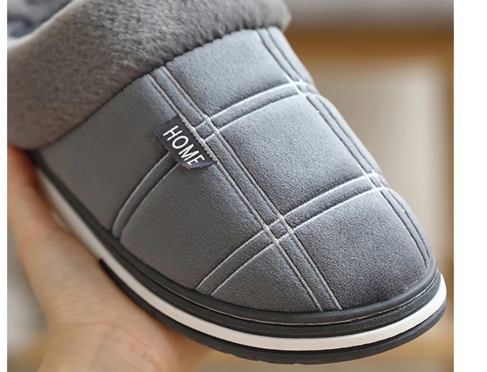 Men's Plaid Plush Slippers