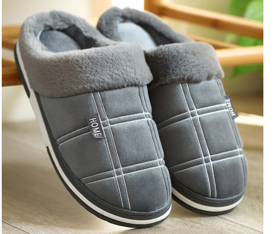 Men's Plaid Plush Slippers