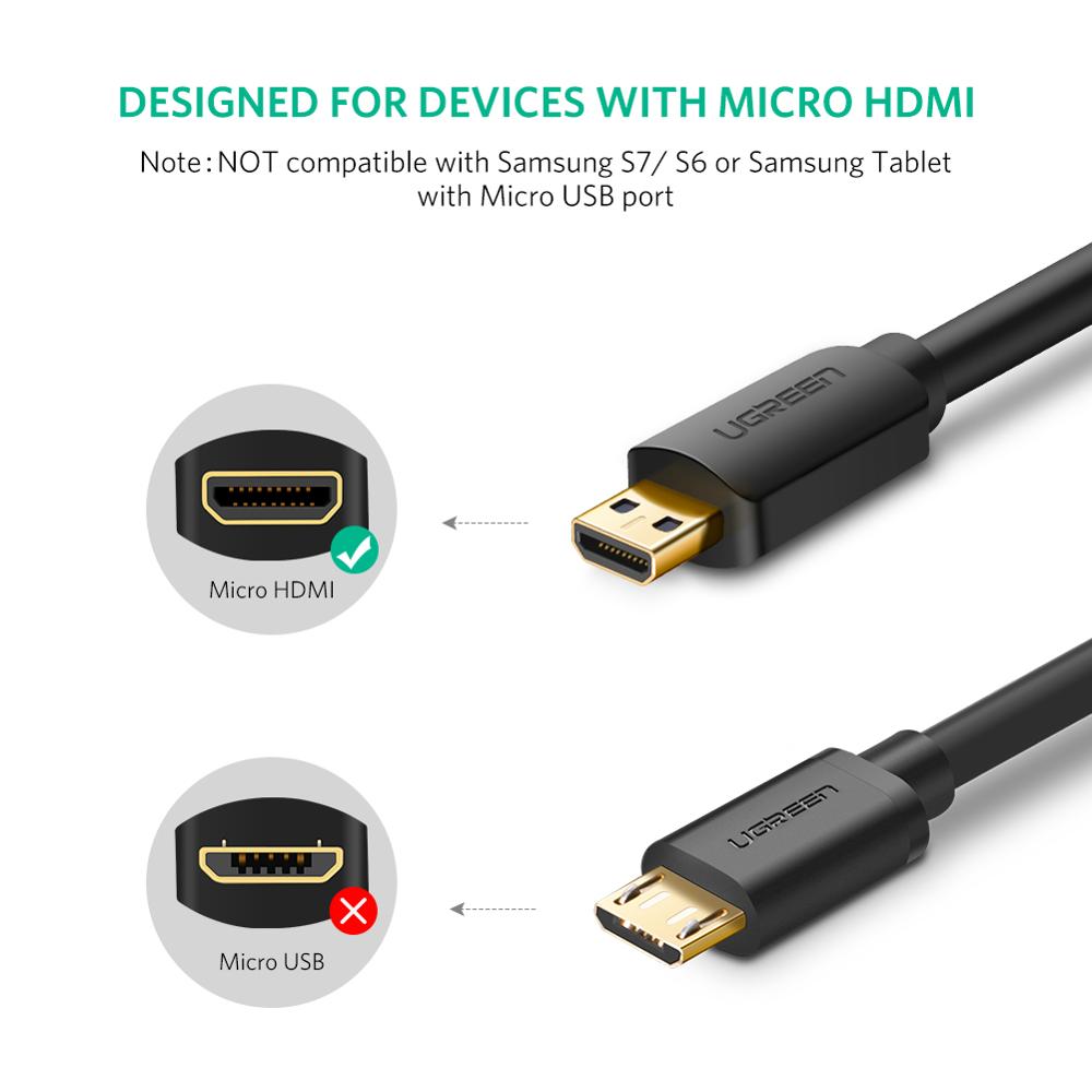 Micro HDMI to HDMI Cable Connector Cables & Connectors Computers & Tablets 