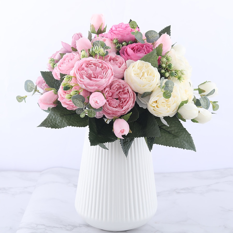 Pink Peony and Rose Home Decor Artificial Flowers Bouquet Artificial & Dried Flowers Home & Garden Pink Peony and Rose Home Decor Artificial Flowers Bouquet Artificial & Dried Flowers Home & Garden