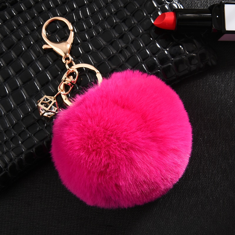 Rabbit Fur Ball Keychain