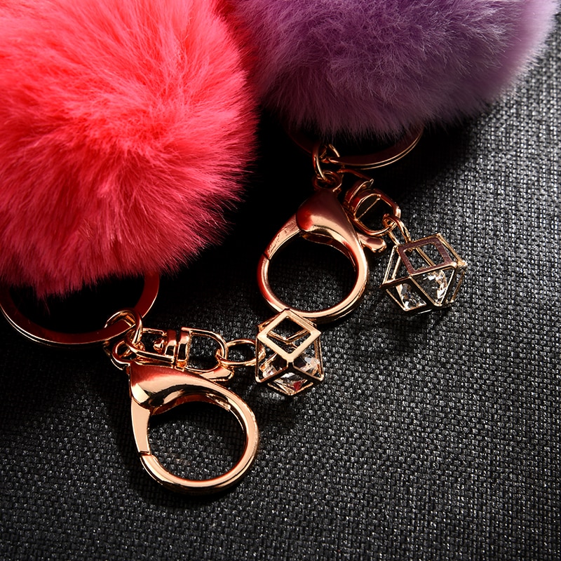 Rabbit Fur Ball Keychain