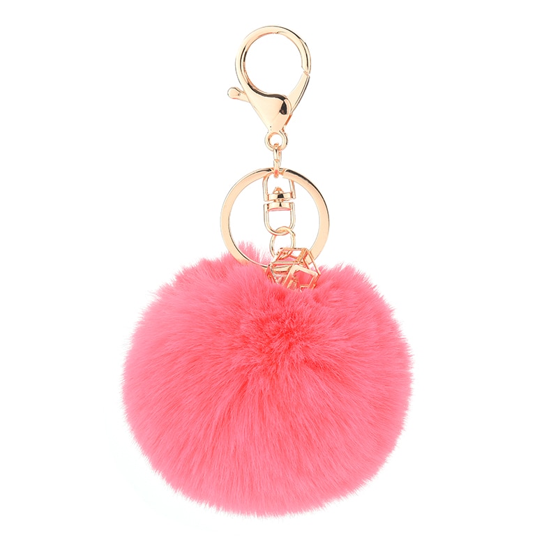 Rabbit Fur Ball Keychain