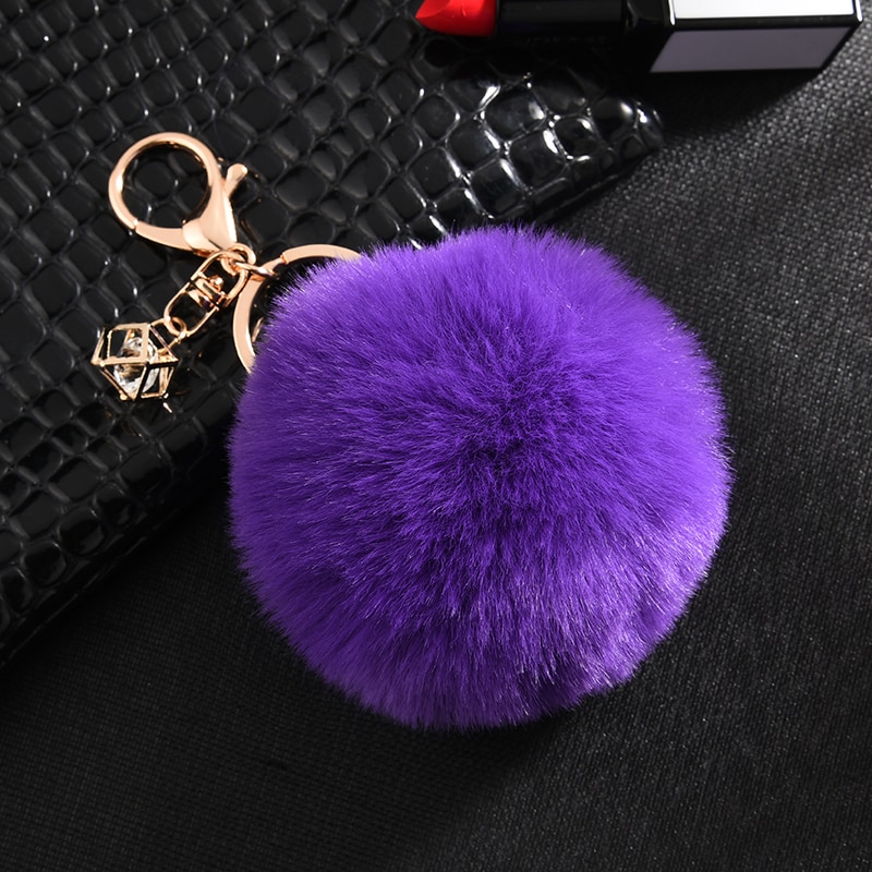 Rabbit Fur Ball Keychain