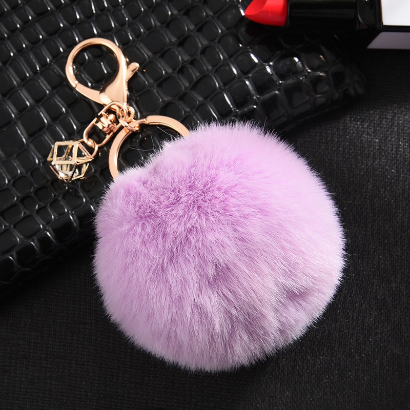 Rabbit Fur Ball Keychain