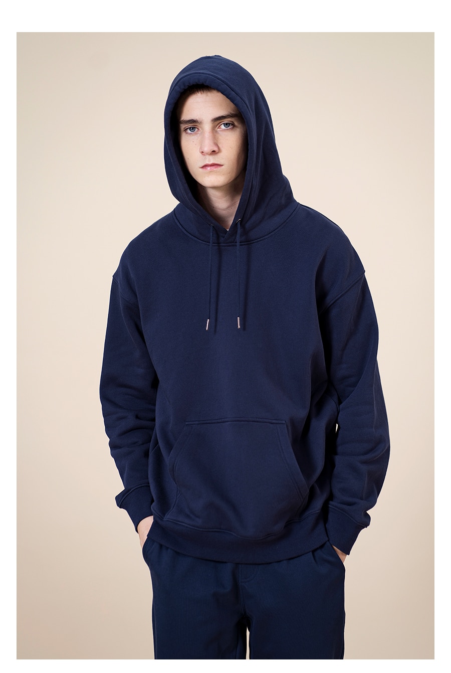 Solid Color Hooded Sweatshirt for Men