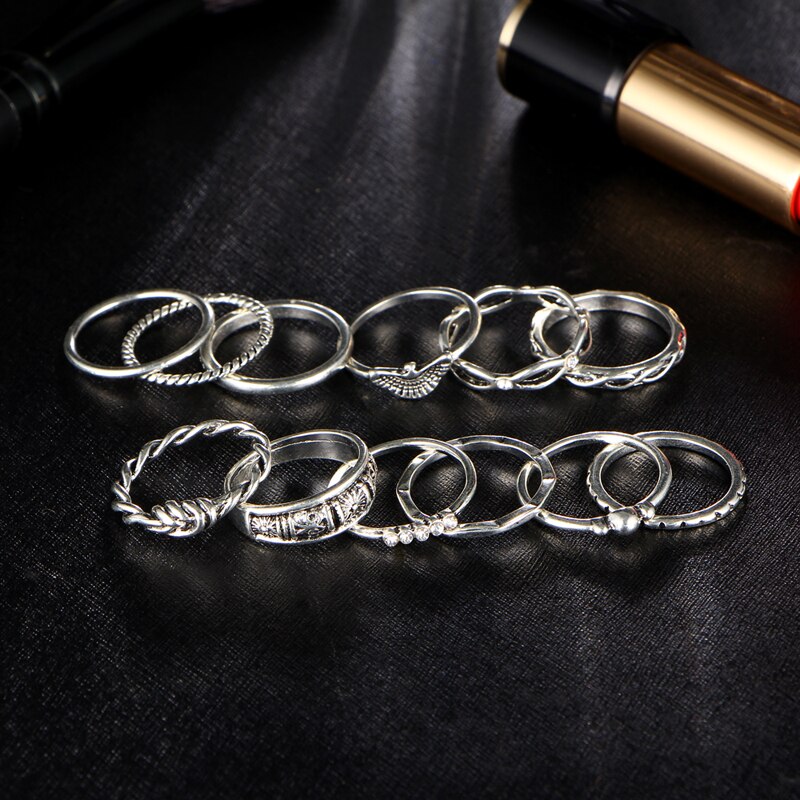 Women's Boho Knotted Rings Set, 12 Pcs Jewelry Sets Women Jewelry 