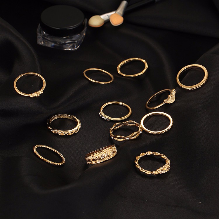 Women's Boho Knotted Rings Set, 12 Pcs