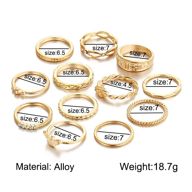 Women's Boho Knotted Rings Set, 12 Pcs Jewelry Sets Women Jewelry 