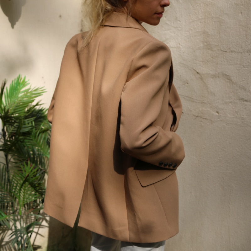 Women's Camel Color Double Breasted Blazer