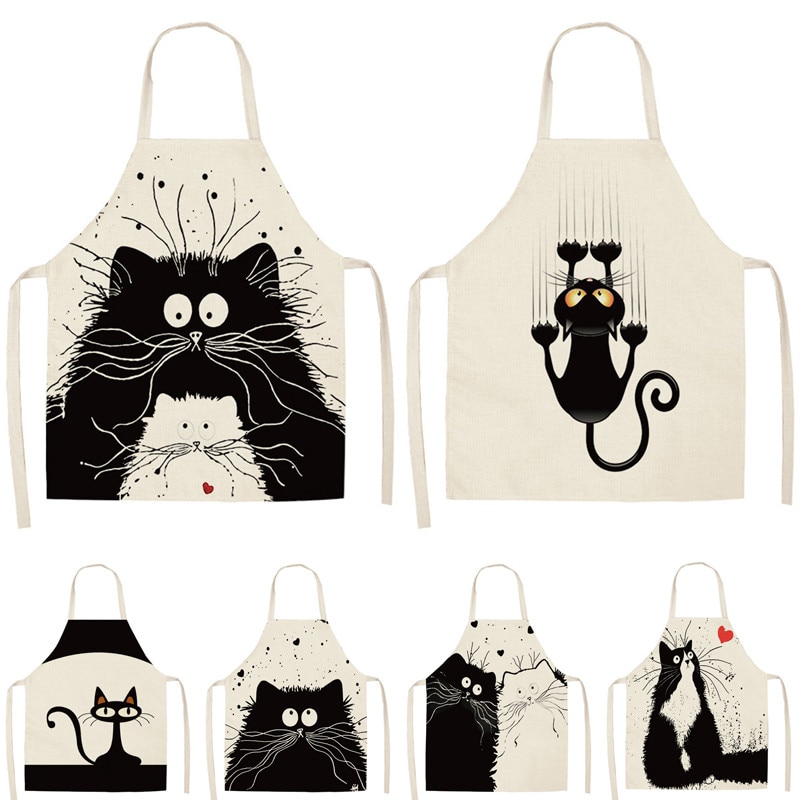 Women's Cat Printed Kitchen Apron Aprons, Gloves & Towels Kitchen 