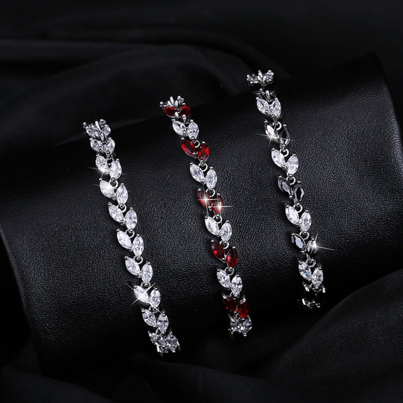 Women's Cubic Zirconia Leaves Decorated Bracelet Bracelets & Bangles Women Jewelry 