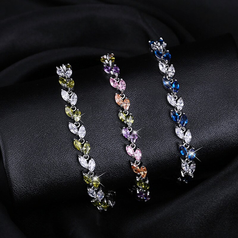 Women's Cubic Zirconia Leaves Decorated Bracelet Bracelets & Bangles Women Jewelry 