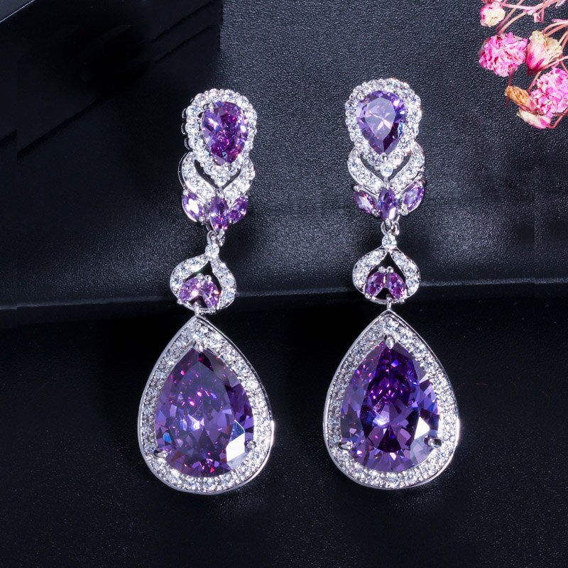 Women's Cubic Zirconia Water Drop Shaped Long Earrings