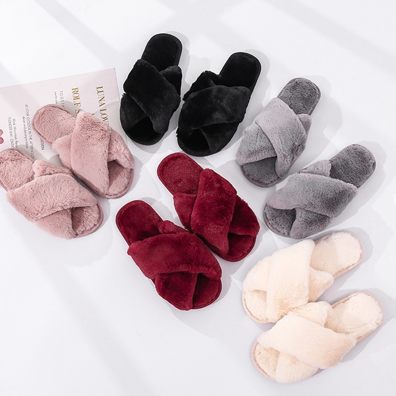 Women's Fashion Winter Plush Home Slippers Slippers Women Shoes 