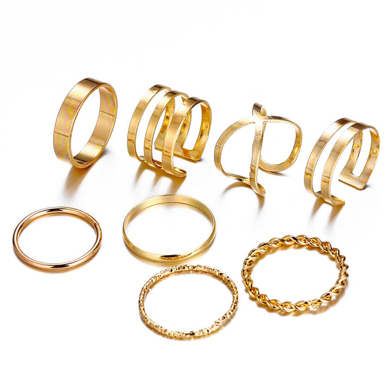 Women's Gold and Silver Minimalistic Rings 9 pcs Set Rings Women Jewelry 