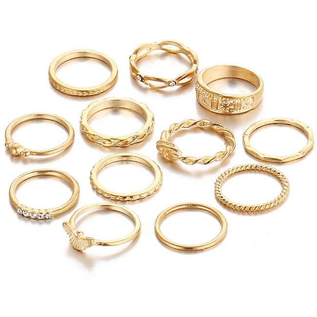 Women's Gold and Silver Minimalistic Rings 9 pcs Set Rings Women Jewelry 