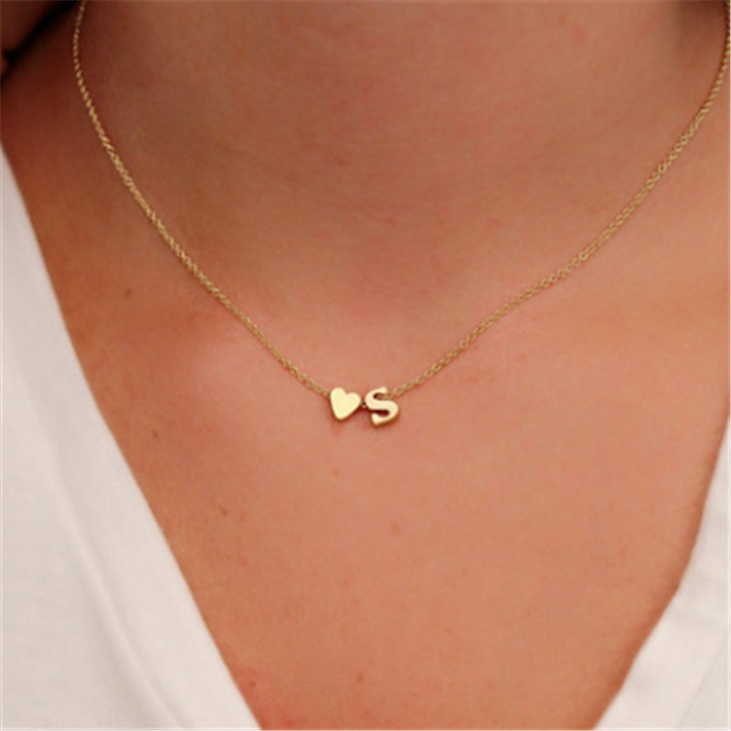 Women's Heart and Letter Shaped Pendant Necklace Necklaces Women Jewelry 