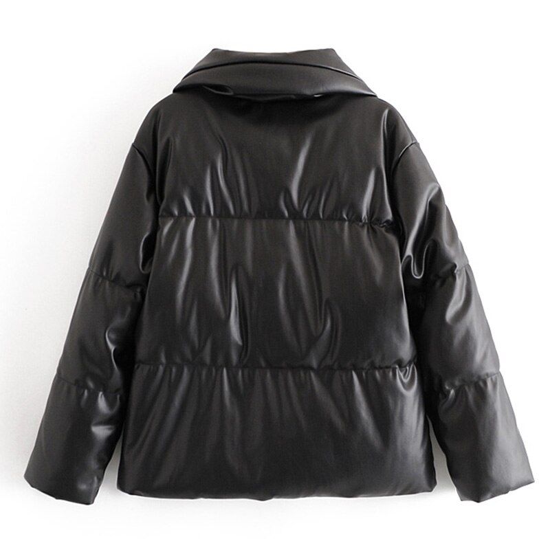 Women's PU Leather Parka