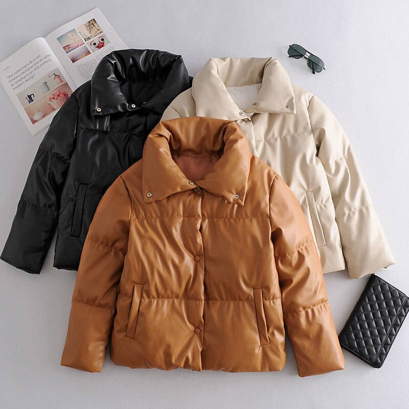 Women's PU Leather Parka