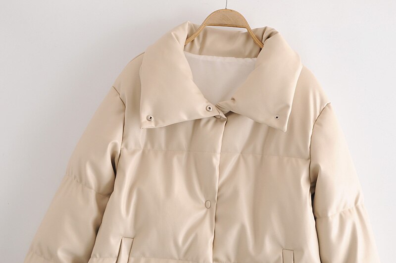 Women's PU Leather Parka