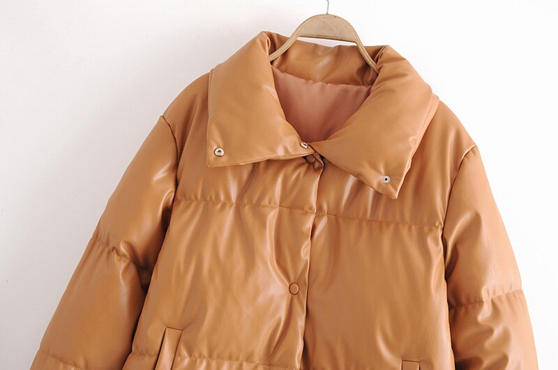 Women's PU Leather Parka