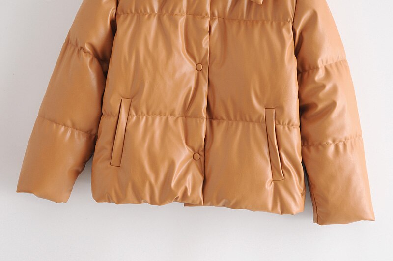 Women's PU Leather Parka