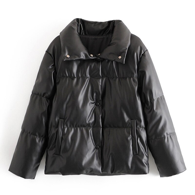 Women's PU Leather Parka