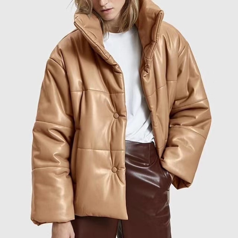 Women's PU Leather Parka