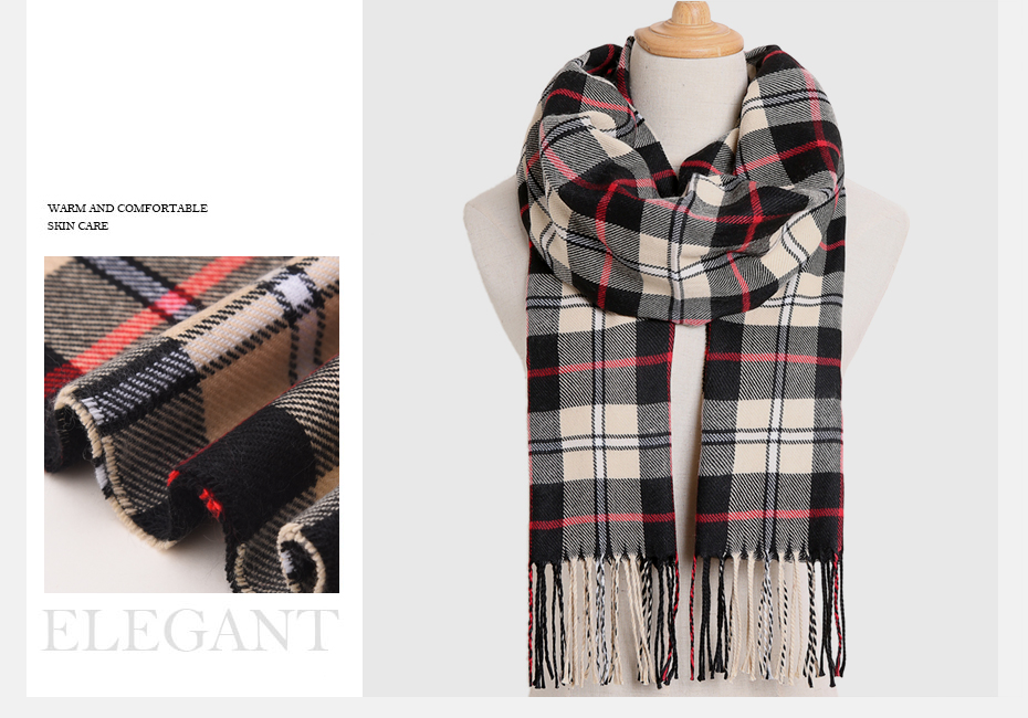 Women's Plaid Winter Scarf Accessories Scarves Women's Clothing & Accessories 