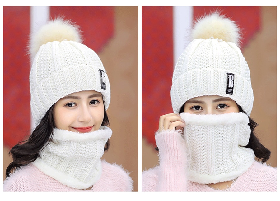 Girls Winter Knitted Beanies Hat Set