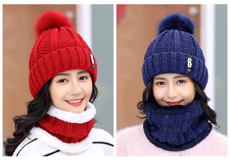 Girls Winter Knitted Beanies Hat Set