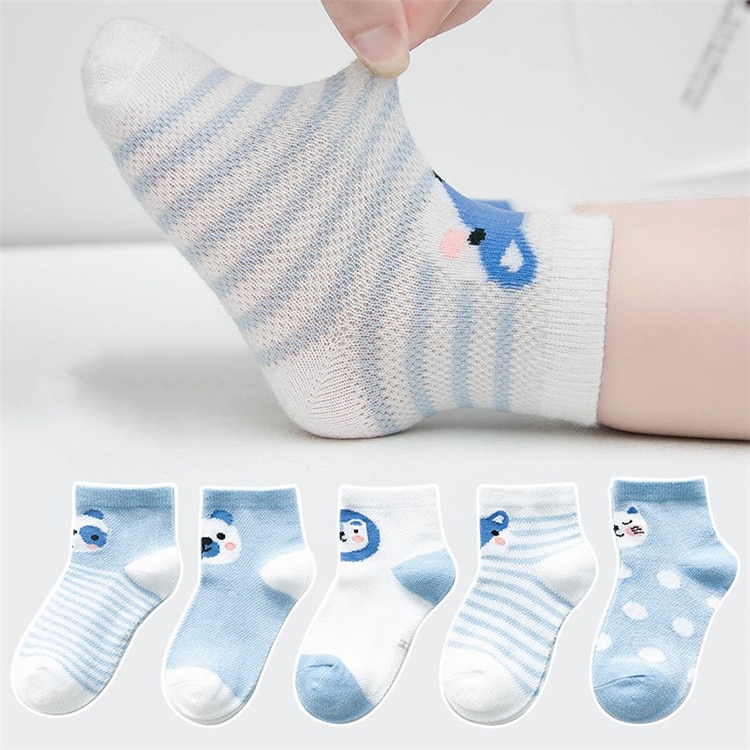 Baby’s Animal Print Pastel Color Socks 5 Pairs Set