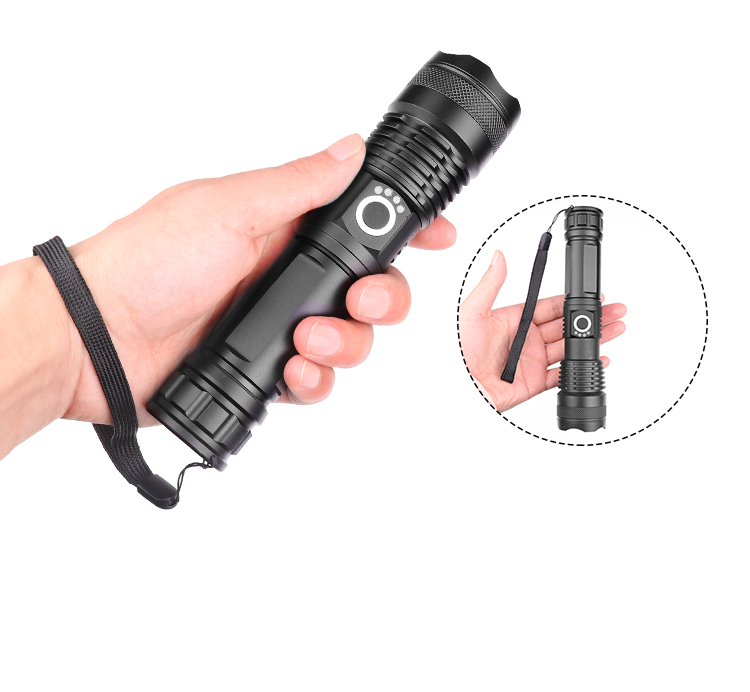 Powerful Black LED Flashlight with Zoom