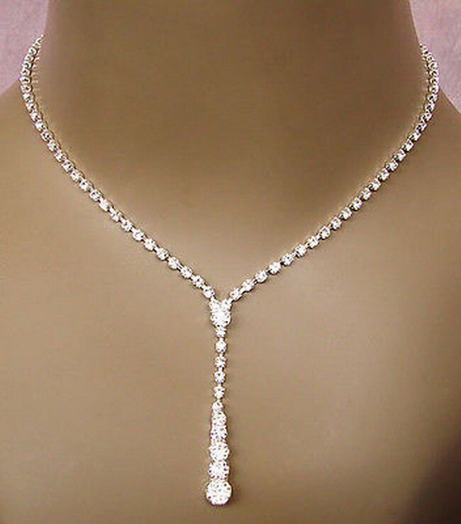 Women's Crystal Drops Necklace and Earrings Set