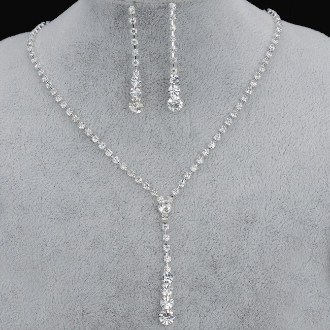 Women's Crystal Drops Necklace and Earrings Set