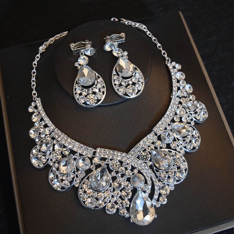 Women's Luxury Bridal Tiara, Necklace and Earrings Set