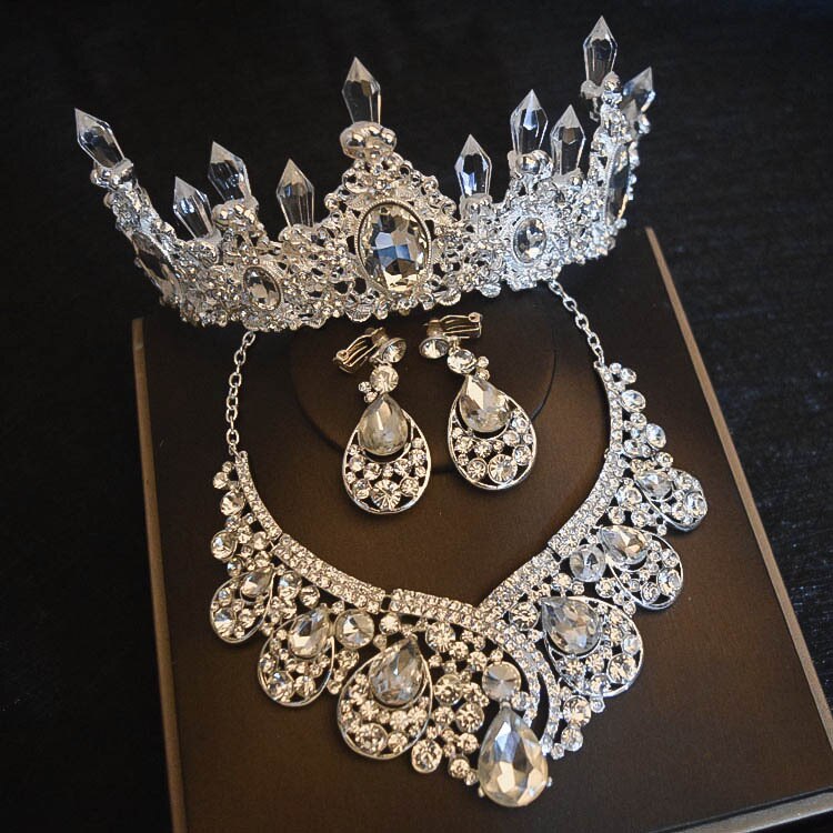 Women's Luxury Bridal Tiara, Necklace and Earrings Set