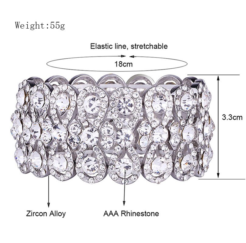 Wedding Full Rhinestones Maxi Bracelet for Women