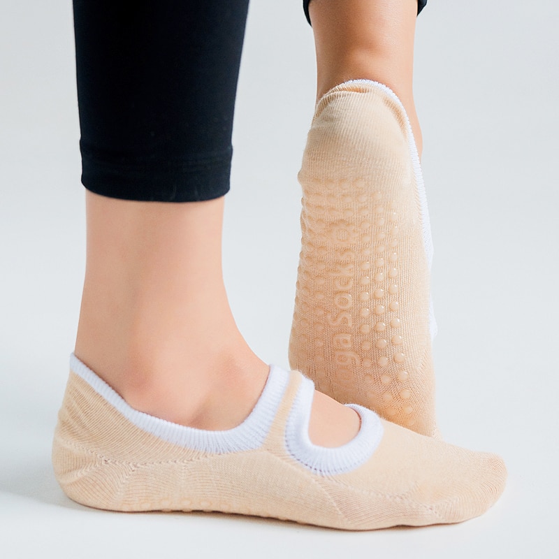 Women's Comtrast Trim Yoga and Dance Socks