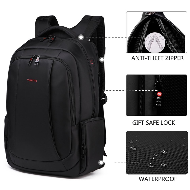 Anti-Theft Solid Unisex Travel Laptop Backpack with USB Sport Backpacks Sport Bags Sports 