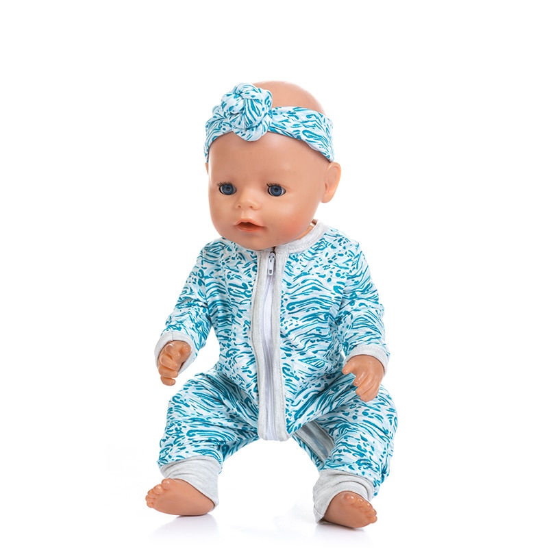 Colorful Printed Romper with Headband Clothes for 17 inch Baby Doll Dolls Accessories Kid's Toys Toys 