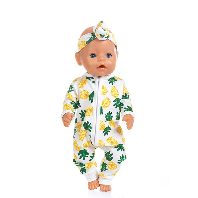 Colorful Printed Romper with Headband Clothes for 17 inch Baby Doll Dolls Accessories Kid's Toys Toys 