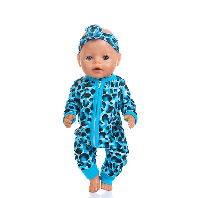 Colorful Printed Romper with Headband Clothes for 17 inch Baby Doll Dolls Accessories Kid's Toys Toys 