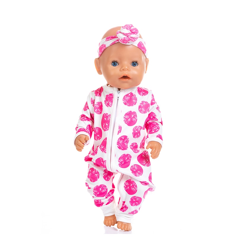 Colorful Printed Romper with Headband Clothes for 17 inch Baby Doll Dolls Accessories Kid's Toys Toys 